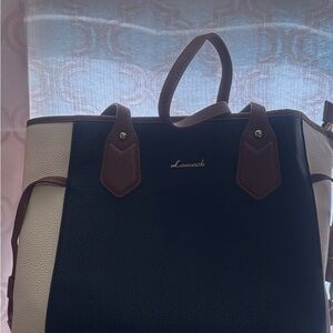 Black and Cream shoulder bag soft vegan leather